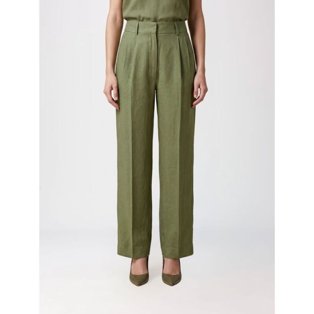Blaze Milano Women High-Waisted Wide-Leg Cropped Linen Trousers Blaze Milano